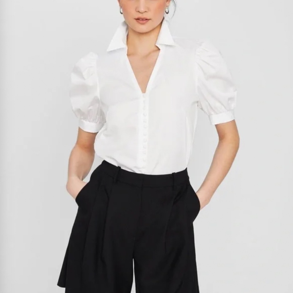 Club Monaco - Button Front Puff Sleeve Top